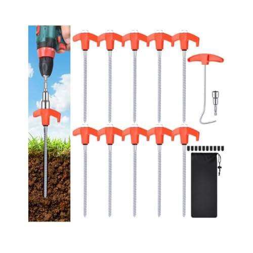 Zourglow 10 Pack Tent Pegs Metal Heavy Duty, Hard Ground Tent Pegs