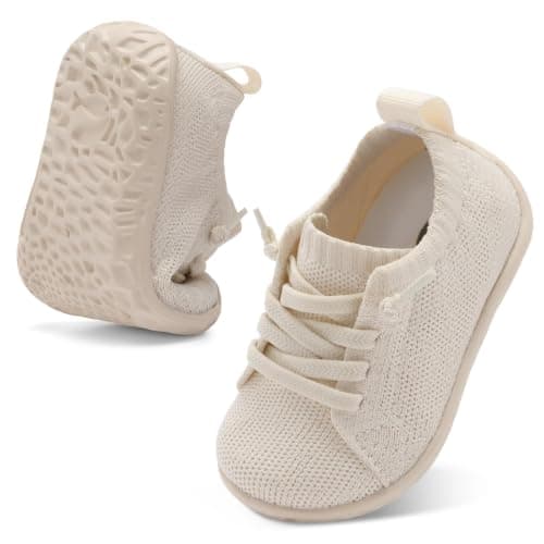 JIASUQI Baby Barefoot Shoes Boys Girls Toddler Slip On Soft Sock Shoe,Beige131,12-18Months