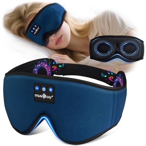 MUSICOZY Cooling Sleep Mask Headphones 3D 100% Blackout for Side Sleepers