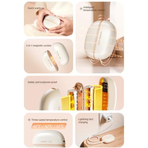 USB Rechargeable Hand Warmers for Indoor, Beige — view 6