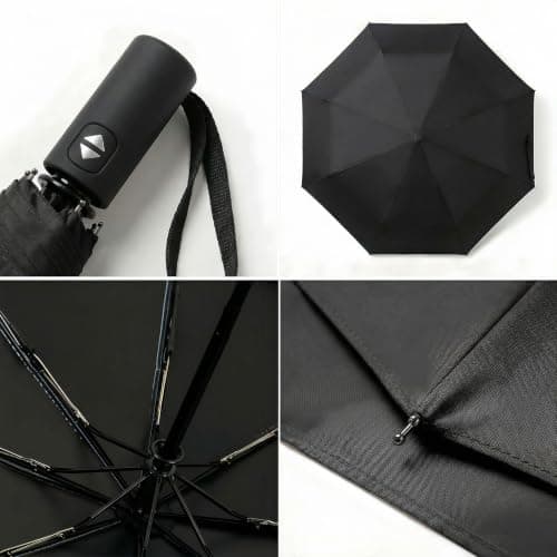 BAODINI Small UV Protection Travel Umbrella Compact for Rain and Sun UPF 50+ Windproof Portable 42 inch Umbrella for Women and Men Green & Black — view 4