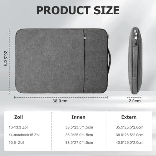 Flintronic Laptop Sleeve for 14 Inch, Water Resistant Laptop Sleeve, Portable Mens Lap-top Bag with Pockets and Compartments, Compatible with MacBook, Asus, Dell, HUAWEI 14 Inch Lap-top (Dark Gray) — view 2