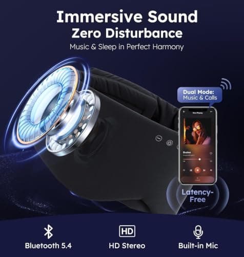 3D Silk Bluetooth Sleep Mask Headphones, Mulberry Silk Eye Mask with Ultra-Thin Wireless Speakers, Bluetooth 5.4 Sleeping Headphones for Side Sleepers, Music Sleep Mask Gifts for Men Women — view 4