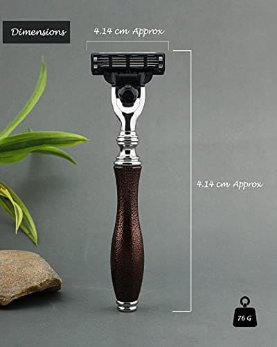 5 Pieces Maroon Antique Men's Shaving Set with Silver Tip Badger Brush & Match 3 Head Razor, Steel Bowl & soap. Christmas Gifts for Men!! — view 3