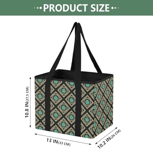 Grckit Car Trunk Organizer Decorative Turquoise Rose Heavy Duty Collapsible Storage Tote Bag with Reinforced Handles for Shopping Travel Picnic — view 2