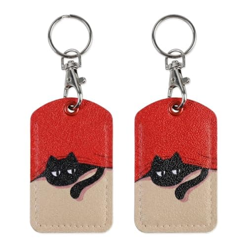 2 PCS Luggage Tags for Suitcases, Black Cat Pattern Suitcase Tags, Orange and White Rectangular Travel Bag Labels, Silicone Baggage Tags,Can Also Be Used as A Card Holder Keychain