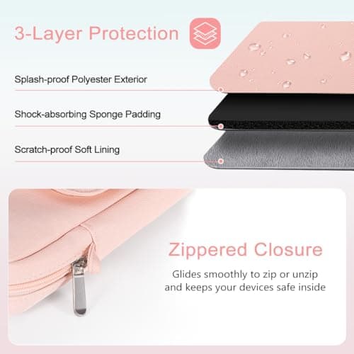 TiMOVO 13 Inch Tablet Sleeve with Shoulder Strap, Pink — view 5