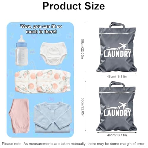 Aomig 2 Pack Laundry Bag Waterproof Dirty Clothes Bags with Handle(Gray) — view 4