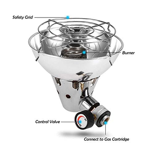 Portable Camping Gas Heater, Mini Tent Heater, Stainless Steel Camping Tent Warm Cover Backpacking Camping Warmer with Adjustable Stand and Storage Bag for Outdoor Winter Warmth Tent Picnic Hiking BBQ — view 4