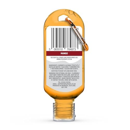 Palm Safe Mango 3 Pack 60ml Anti Bacterial Premium Hand Sanitiser Travel Size Refillable Clip Bottle Quick Drying Non Sticky Extra Moisturising Kills 99.9% of Viruses and Bacteria — view 2