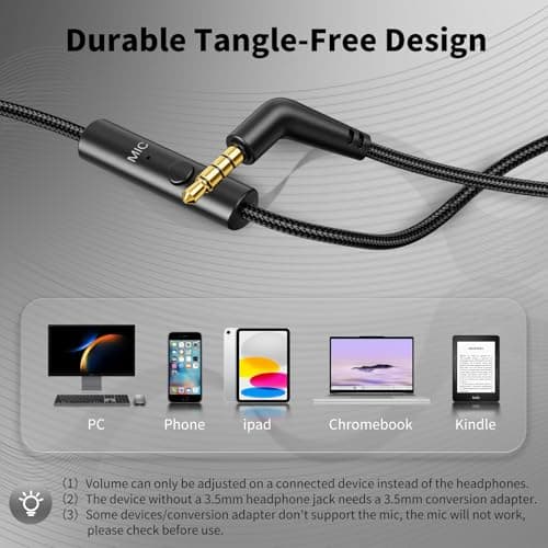 Wired Headphones with Microphone, 3.5mm Headphones for School, Black Red — view 5