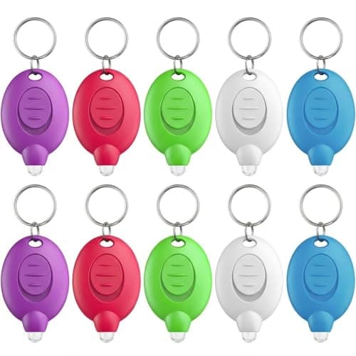 Fofuo 10 Pack Mini Keyring Torches LED Flashlight Keychain, 5 Color