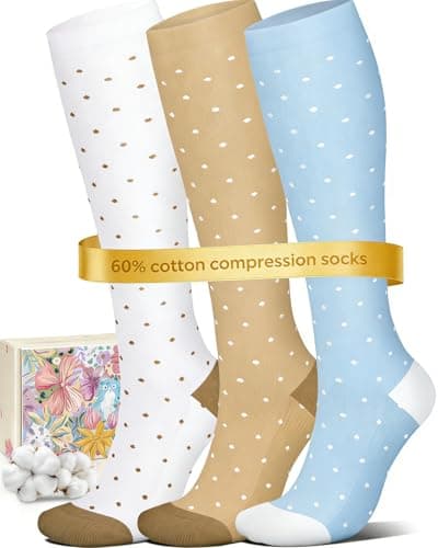 ACTINPUT Compression Socks for Women Men,Cotton Flight Knee High Sock Best Support for Travel, Maternity, Sports Stockings