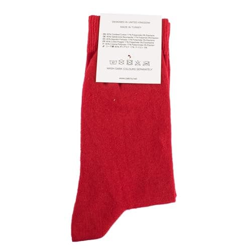 ZAKIRA Combed Cotton Dress Socks - Plain Colour Business Crew Socks for Men & Women, Soft Breathable Cotton, 6-10 (UK), Red — view 6