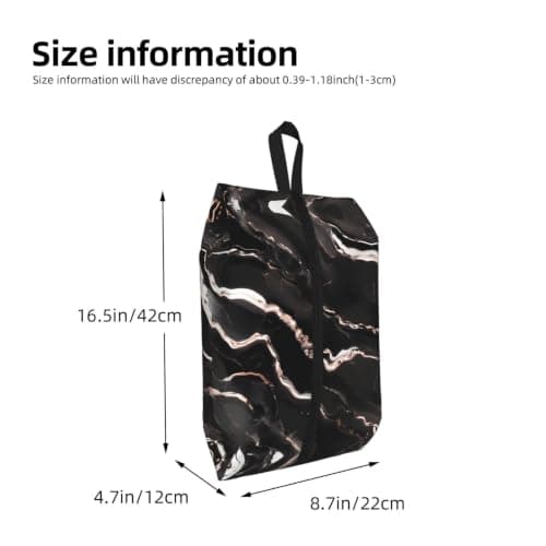 Black Rose Gold Marble Print Waterproof Shoe Bag Travel Bag with Carry Strap Storage Bag Versatile Cosmetic Bag-2pcs — view 3
