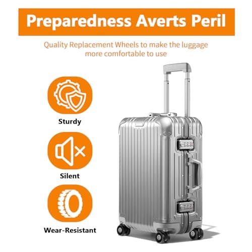 4 Pcs Luggage Suitcase Replacement Wheels Kits, 50 * 18mm Rubber Swivel Caster Wheel with Bearings, Repair Accessories with Screws & Wrenches for Most Tripp Suitcase Wheels (Black) — view 3