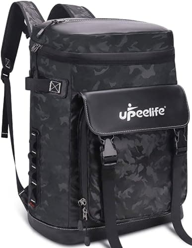 Upeelife Large Insulated Cooler Backpack, Waterproof Leakproof Cool Bag Rucksack Picnic Backpack, Black Camo