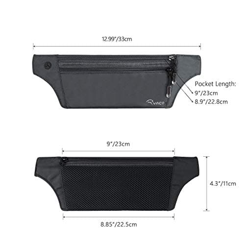Ryaco Travel Money Belt, Slim RFID‑Blocking Hidden Waist Pouch, Grey — view 5