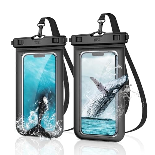 YOSH Waterproof Phone Pouch [IPX8 Certified] 2 Pack, Fits Up to 7.0", Black