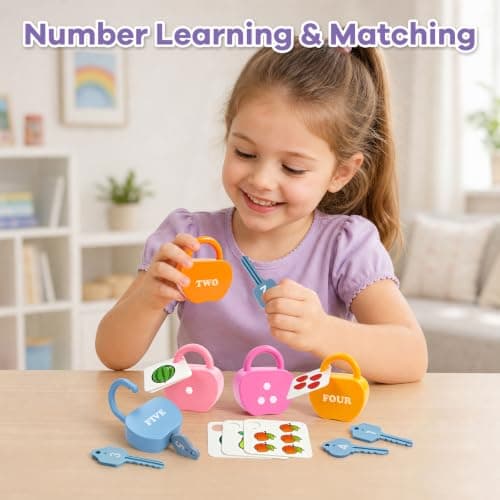 YYDeek Locks and Key Toddler Toys, Number Learning Counting Blocks for Kids — view 6