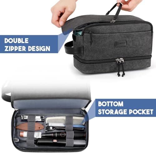 ZOMFELT Travel Toiletry Bag for Men, Canvas Wash Bag with Double Layer — view 3