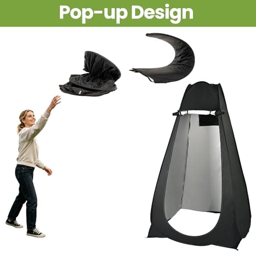 ROPODA Pop Up Toilet Tent, 210T Polyester Portable Camping Shower Tent with Carrying Bag, UV Protection, Water-resistant, Pop Up Changing Tent for Beach, Picnic, Fishing, Hiking, 210 cm, Black — view 6