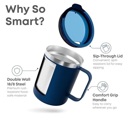 Smartshake Bohtal Insulated Coffee Mug 12 oz, Double Wall Vacuum Insulated Mug with Lid, Leakproof BPA-Free Stainless Steel Coffee Cup, Travel Mug for Hot & Cold Beverages -Superman Logo — view 4