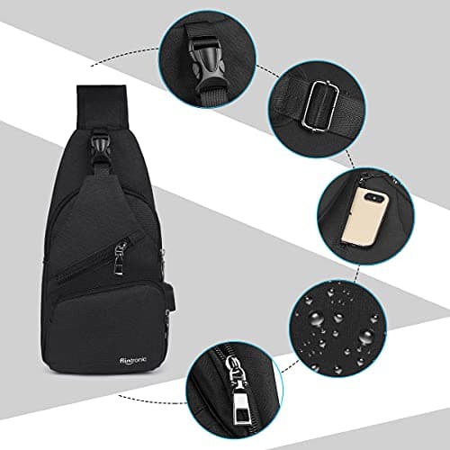 flintronic Sling Bag, Anti-Theft Chest Bag Small Shoulder Bag, Men's Rucksack with USB Charging Port & Reflective Strip, Crossbody Backpack for Outdoor Hiking and Traveling - USB Cable Included — view 5