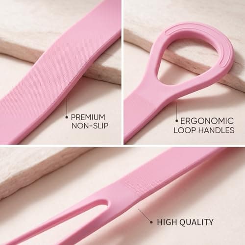 Resistance Bands with Handle, Exercise Bands for Women, Strength Training Equipment for Home Workouts, Compact Travel Bands, Pink Set of Three, Dimensions 34.00 cm by 2.80 cm by 0.50 cm — view 3