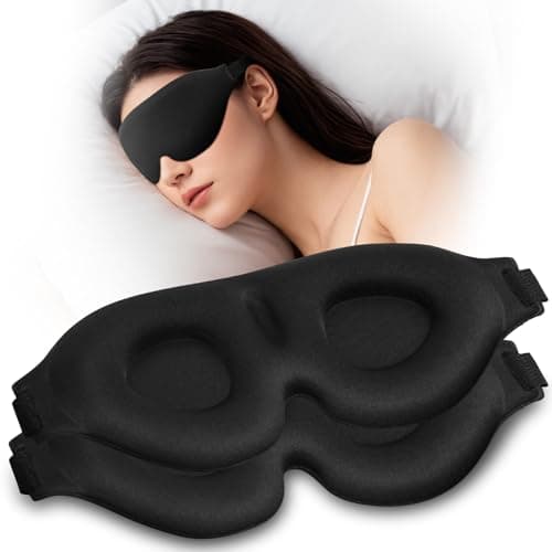 ALIIP 3D Foam Contoured Blackout Sleep Eye Mask for Travel Night Use,2 Pack