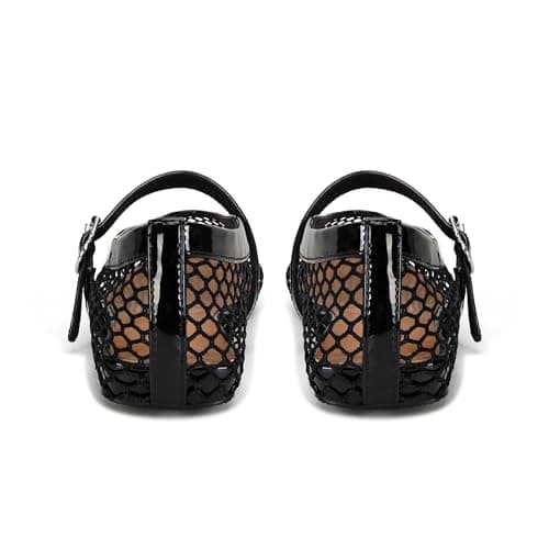 HiGropcore Mesh Ballet Flats Women, 2024 New Strappy Fishnet Buckle Flats, Sexy Mary Jane Ballerina Shoes Comfortable Dress Shoes Slip-on Loafers — view 5