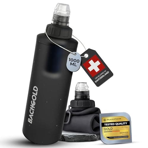 Bachgold Squeeze Collapsible Water Filter Bottle, Virus Filter, Gray 1 L