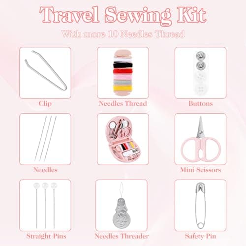 Grevosea Mini Travel Sewing Kit, Heart Shaped Portable Travel Sewing Kit, Small Emergency Pocket Sew with Scissors Needles Emergency Repair for Women Mom Traveler Adults Beginner — view 3