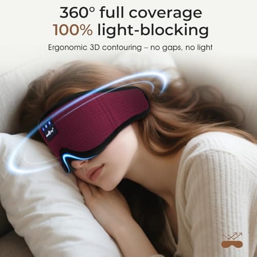 MUSICOZY Breathable Sleep Mask Headphones for Side Sleepers 100% Blackout — view 2
