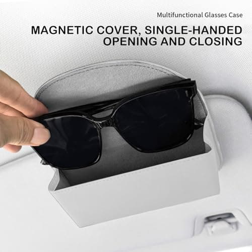 Visor Glasses Holder - Magnetic Glasses Storage | Car Interior Sunglass Clip Organizer with Spill-Proof Magnetic Case, Secure Eyewear Box for Truck, Vehicle Travel, Commute, Road Trips, Dashboard Use — view 4