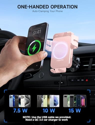 MOKPR Car Phone Holder Wireless Charger, 15W Wireless Car Charger — view 3