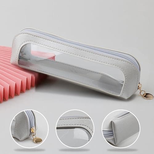 Targonix Silver Clear Makeup Bag Transparent PVC Travel Makeup Pouch, Waterproof Small Make Up Bag for Brushes, Stationery and Cosmetics, Portable Cosmetic Bag for Women and Students — view 3