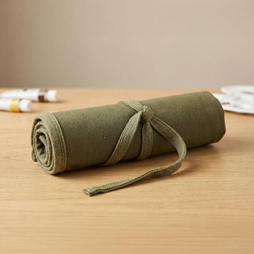 Liquidraw 30 Pocket Roll Up Canvas Paint Brush Holder, 53 x 45cm (Green) — view 3
