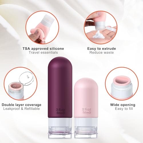 20 Pack Travel Bottles for Toiletries, CAA Approved Silicone Travel Size Toiletries, Travel Essentials Leak Proof Refillable Travel Containers — view 3