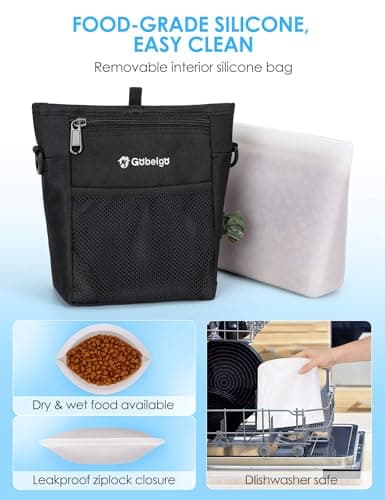 Gobeigo 4 Cup Dog Treat Pouch with Silicone Insert Bag& Clicker(Black) — view 2