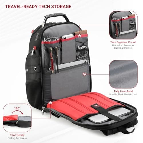 star cloud 17 Inch Travel Laptop Backpack,Business Tech Backpack with USB & Type-C Charging Port,180°TSA Friendly Travel College Work Backpack with Multiple Organizer Pockets for Men (17inch) — view 4