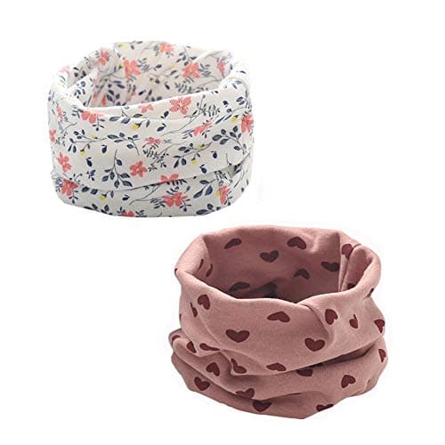 ENSTAB 2 PCS Loop Scarf Set Children Cotton Autumn Winter Scarf Baby Circle Neck Warm Girl And Boy (Girl A-2)