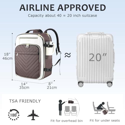 VANKEAN 40L Laptop Backpack Women Laptop Bag BEIGE/COFFEE — view 2