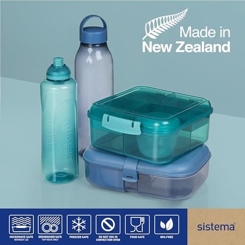 Sistema Swift Twist 'n' Sip Sports Water Bottles | 480 ml | Leakproof Kids Water Bottles | Made Using Recycled Plastic | BPA-Free | Teal Stone | 4 Count — view 6