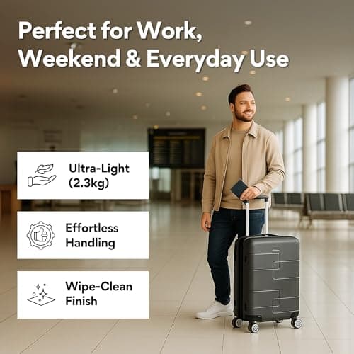WORLD EXPLORER Dark Grey Cabin Suitcase 55x40x20cm, 34L ABS Shell, 4 Wheels — view 5