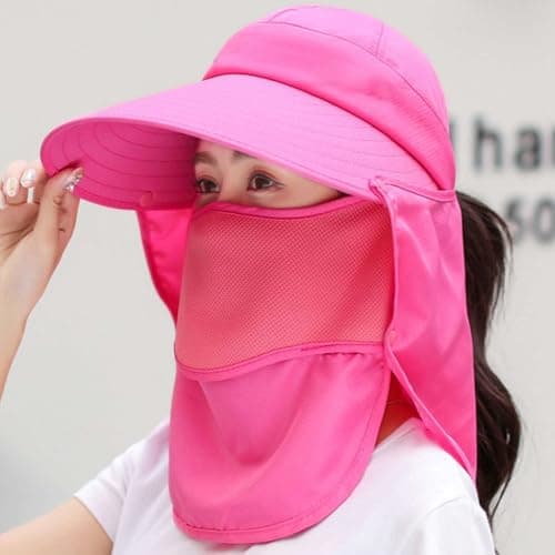 Sun Hat for Women with Wide Brim SPF 50+ Adjustable Ideal for Beach Travel Hiking Cycling Outdoor, red, One Size — view 2