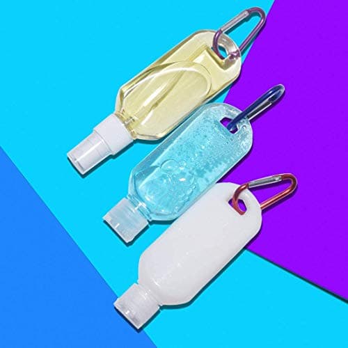 Tenlacum 50ml Refillable Bottles Travel Carabiner with Keychain Clip Portable Squeeze Sanitiser Hand Containers Transparent Empty Bottles 8PCS — view 4