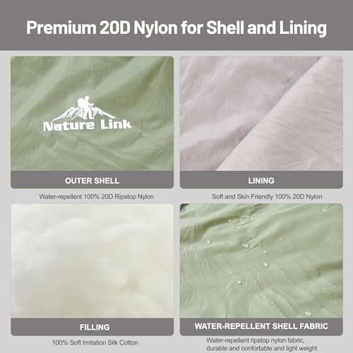 Nature Link Lightweight Mummy Sleeping Bag, Nylon Shell and Lining, Waterproof, Roomy Mummy Sleeping Bag, Great for 3-4 Season Outdoor Backpacking, Hiking, Camping, for Adults and Kids — view 4