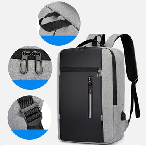 Unisex Women Men USB Charging Backpack Business Laptop Rucksack for Work Travel Commute Waterproof Slim Bag with External Charger Port Ergonomic Practical Carry Option for Adult Office Daily Use — view 4