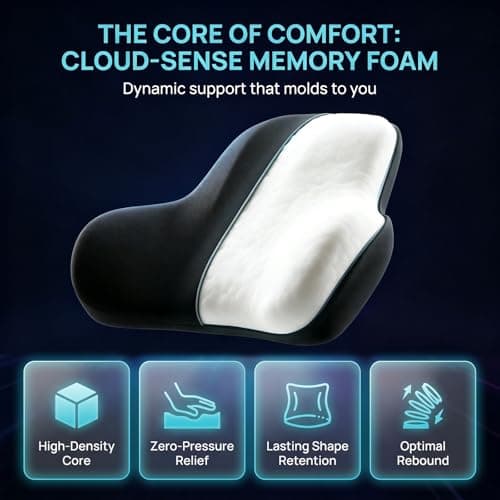 WORLUDE Car Lumbar Support Pillow and Car Neck Pillow Kit - Ergonomic Memory Foam Car Seat Headrest & Lumbar Cushion with Adjustable Strap - Comfortable & Breathable for Office Chair and Car Seat — view 5